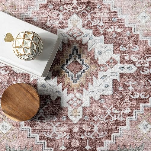 Miniatura 8 de nuLOOM Lawrence - Alfombra tradicional ultrafina, lavable a máquina, 5 x 8 pulgadas, color rubor