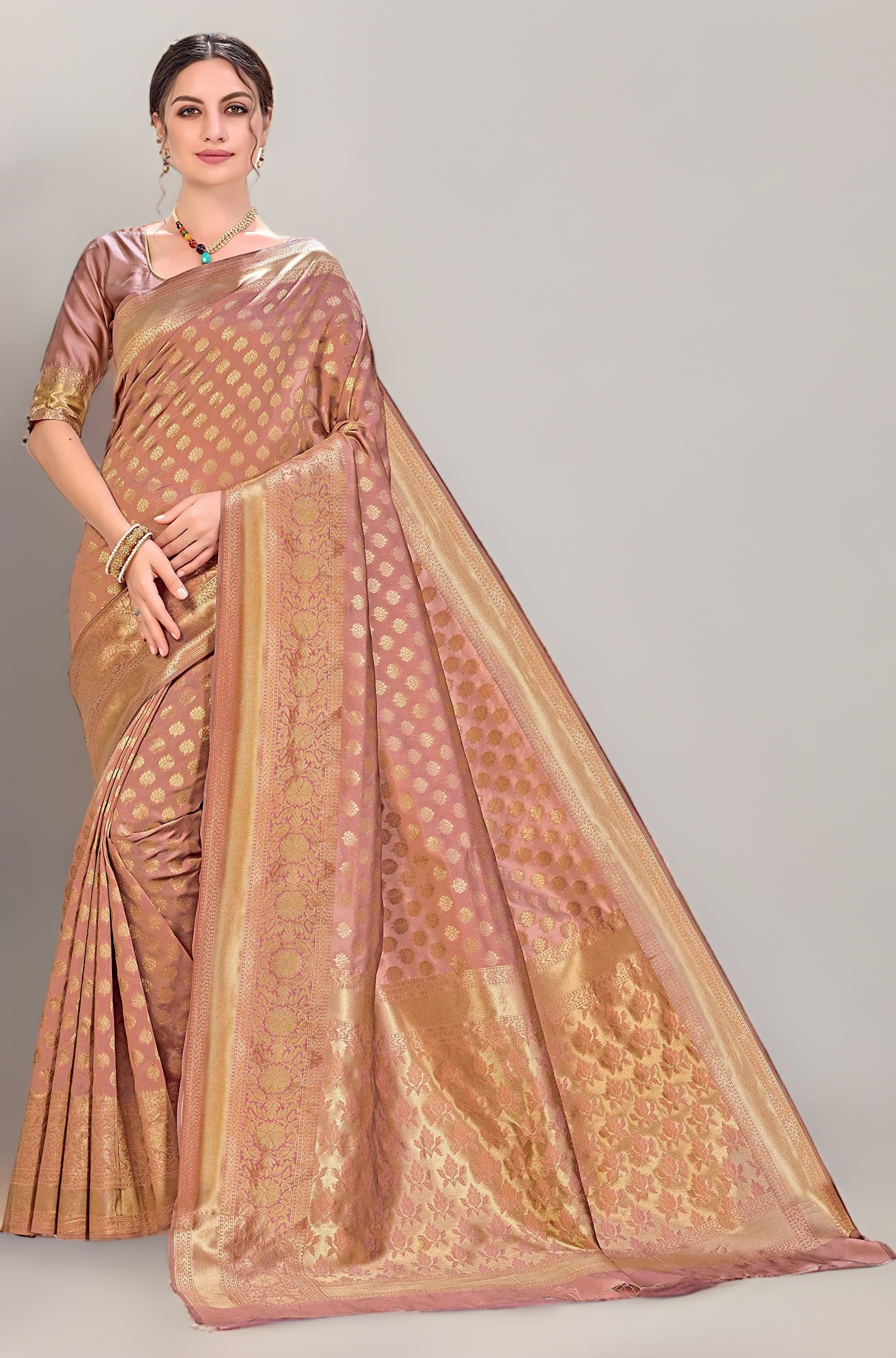 Glory Sarees Women's Woven Pure Soft Kanjivaram Silk Saree Banarasi Style With Blouse Piece for Wedding