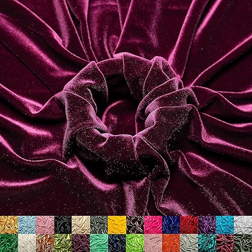 Ice Fabrics Stretch Velvet Fabric by The Yard - 60" Wide Soft Stretchy Fabric for Sewing Clothes, Apparel, Costume, Crafts - 90% Polyester 10% Spandex - Plum - Half Yard
