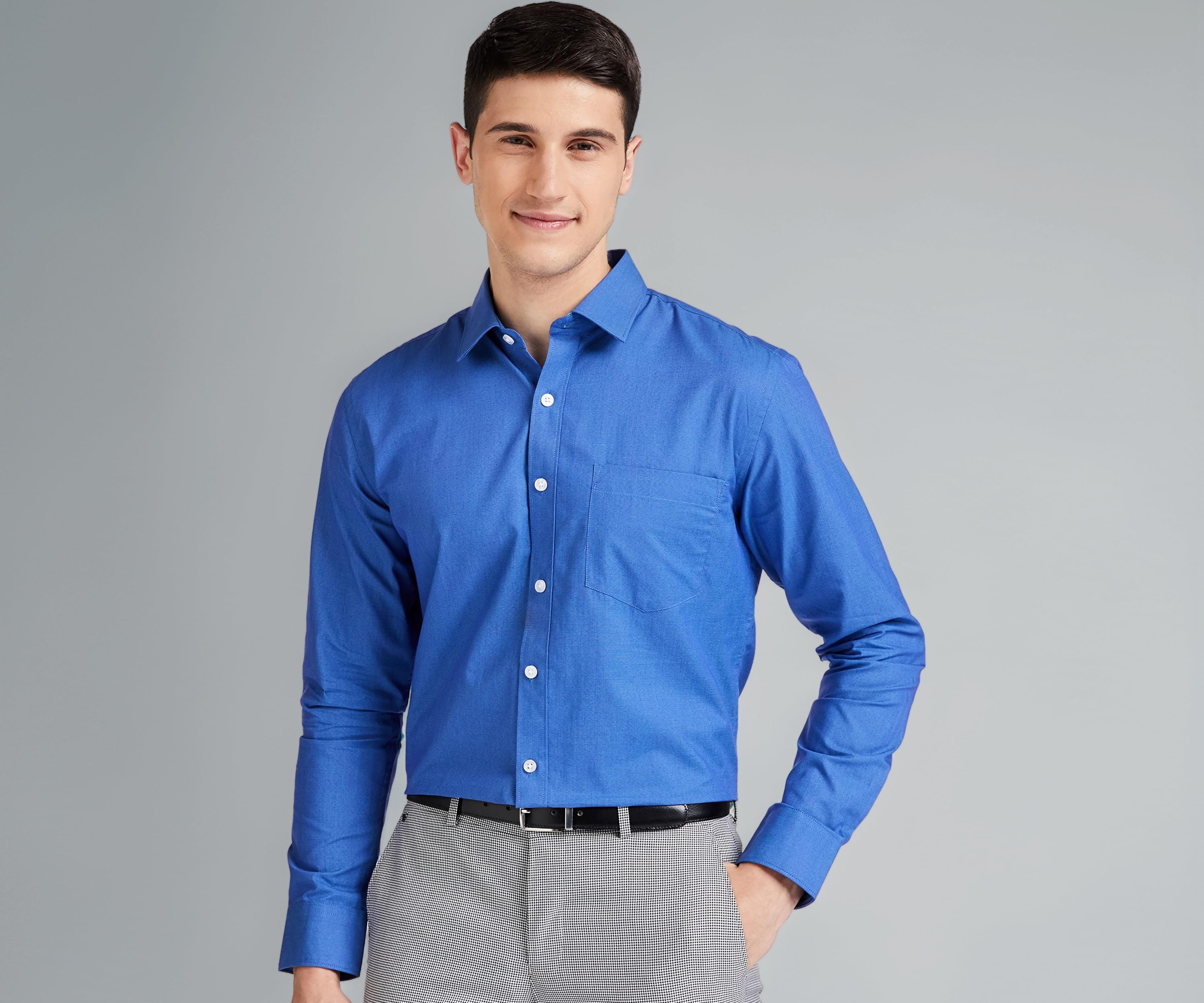 Amazon Brand - Symbol Men's Solid Cotton Slim Fit Formal Shirt | Plain | Full Sleeve