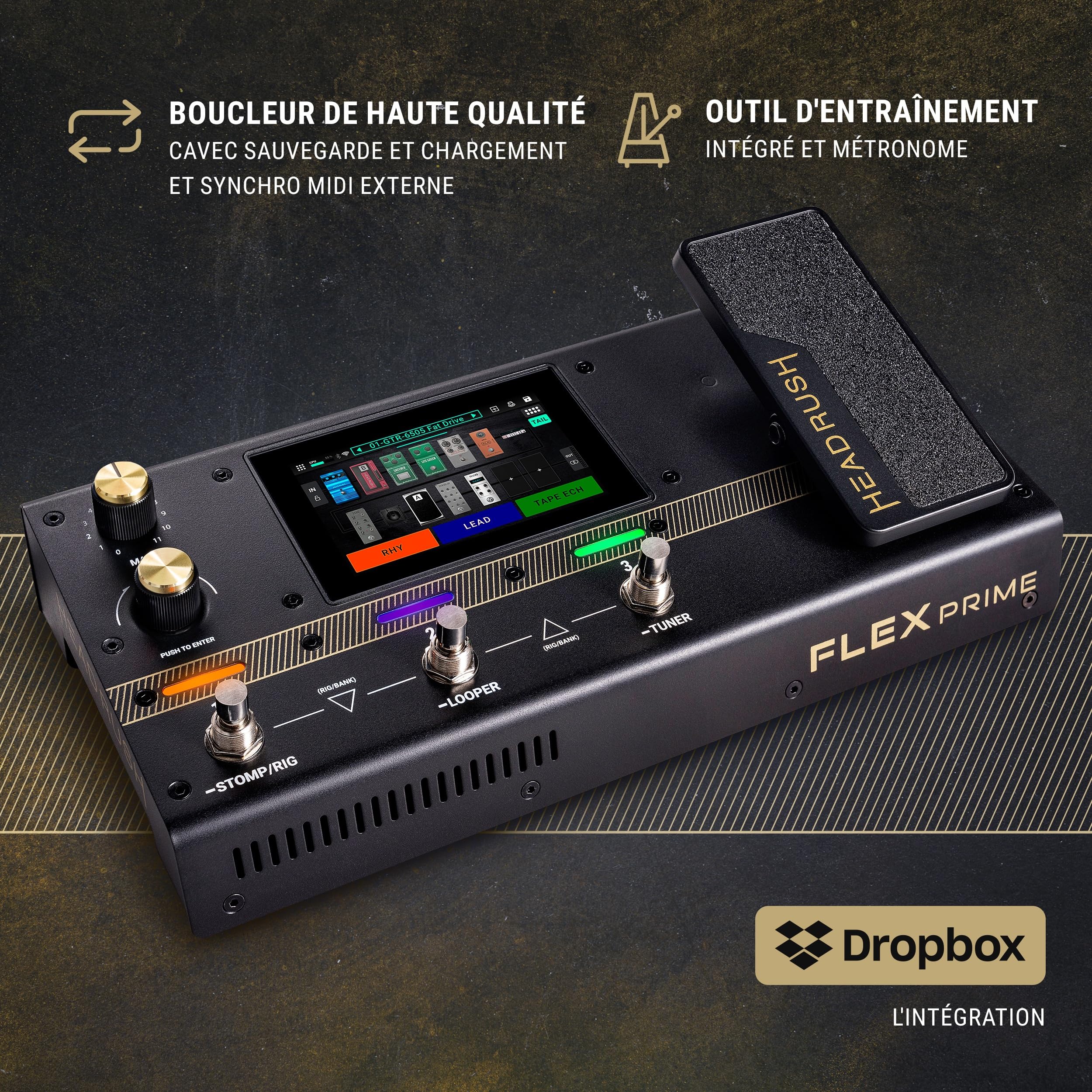 HeadRush Flex Prime Pédale Multi-Effets pour Guitare Électrique | Processeur Multi-Effets avec Cloneur d'Ampli, Looper, Interface Audio, Wi-Fi, Bluetooth, Écran Tactile et Boîte à Rythmes