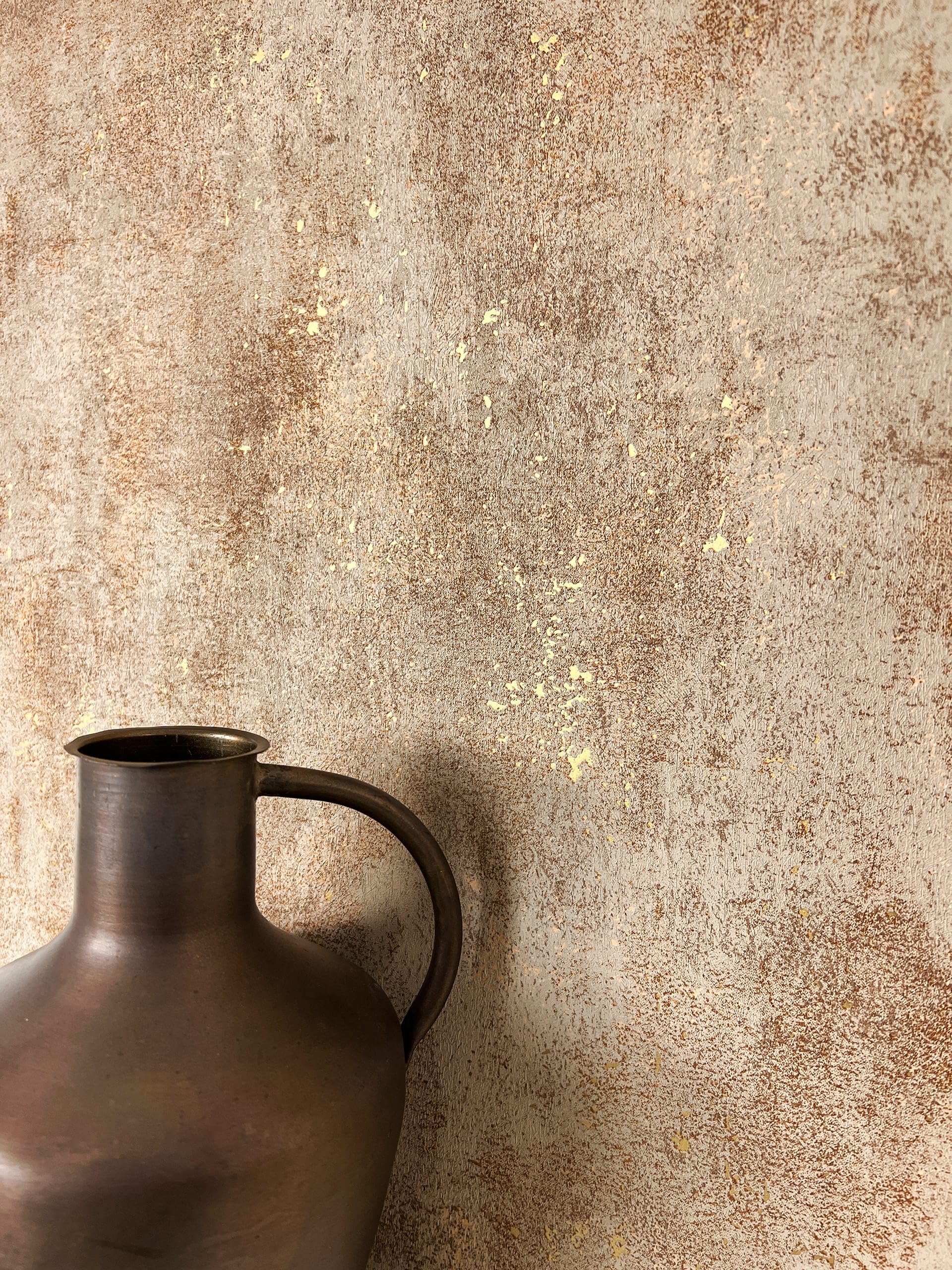 NEWROOM Papier peint Beige Béton Intissé - Moderne Marron Ciment Brillance Industriel