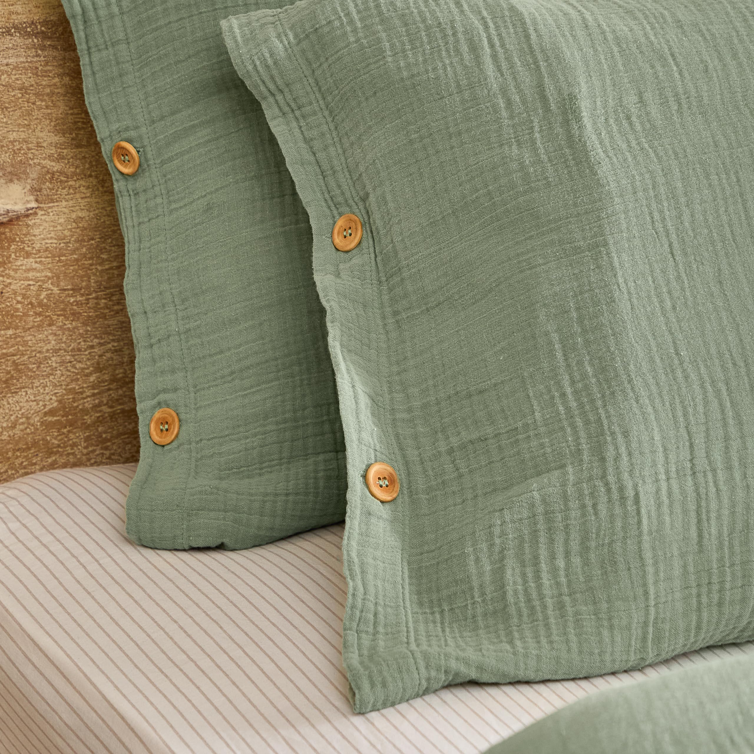 Yard furn Lark Set Copripiumino – Morbido Traspirante Doppio Strato Mussola Cotone Minimalista Biancheria Da Letto (Eucalipto – Singolo – 137x200cm)
