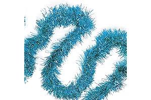 Allgala 50 Feet Christmas Foil Tinsel Garland, Enhance Your Festive Decor with Enchanting Turquoise Shimmer