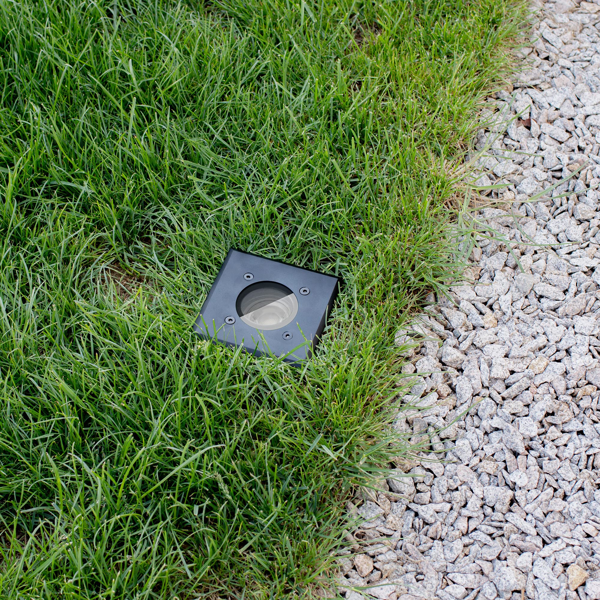 linovum BOQU Nero Quadrato - 4 Faretti Incasso GU10 IP67 Esterno 230V | segnapasso carrabile, per lampadine GU10 comuni e smart, scatola da incasso inclusa, senza lampadina, per giardino e terrazza