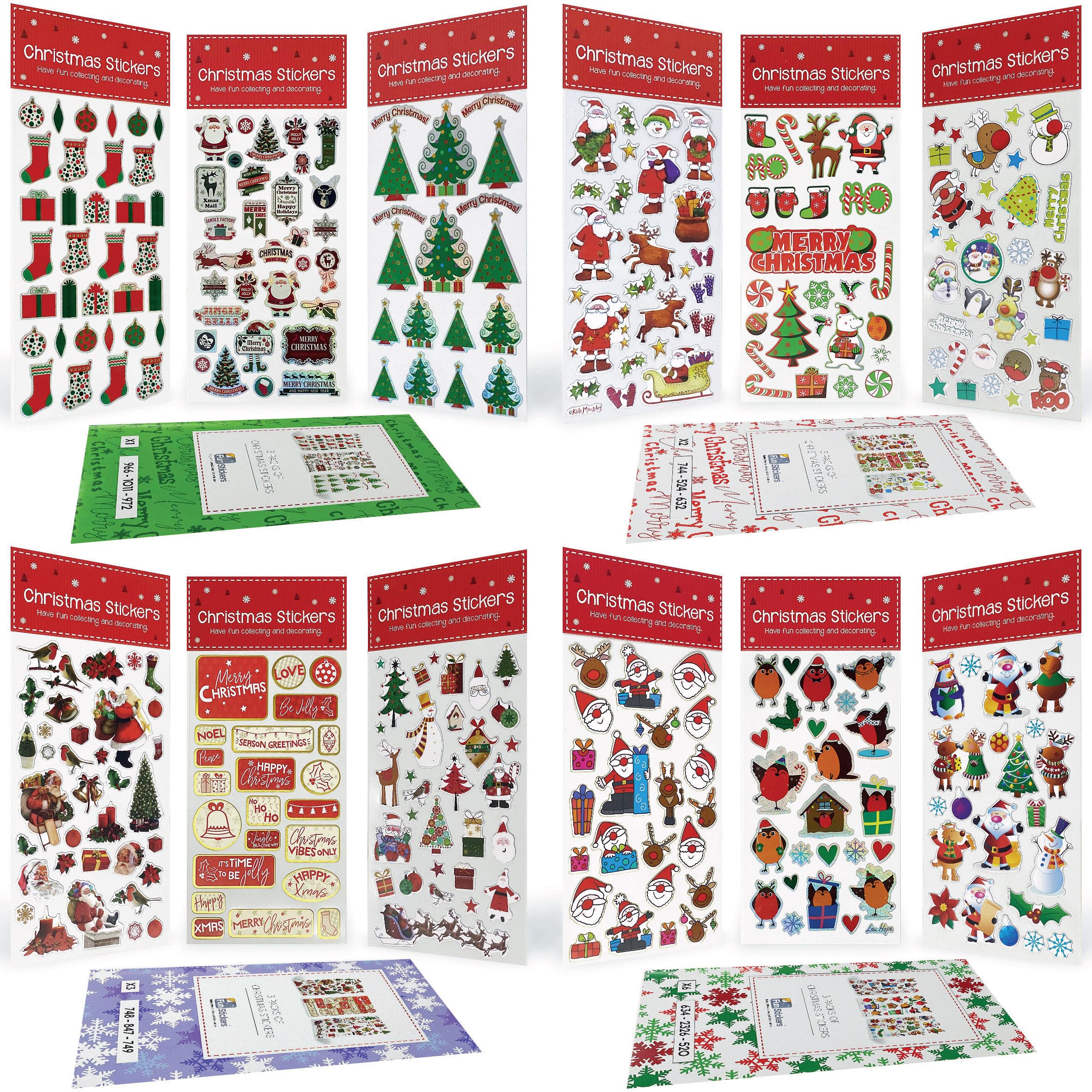Christmas Stickers for Children – Over 320 Xmas Stickers, 12 Festive Designs for Kids, Teacher Reward, Adults - Arts & Crafts, Scrapbooking, Decorating, Stocking Filler