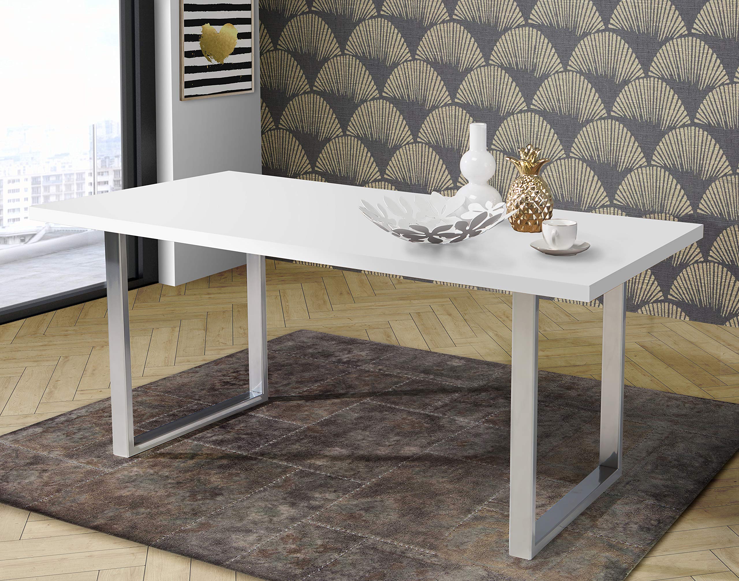 FORTE Tischsystem: Tischplatte aus Holzwerkstoff in Weiß Matt, 180 x 3,8 x 90 cm
