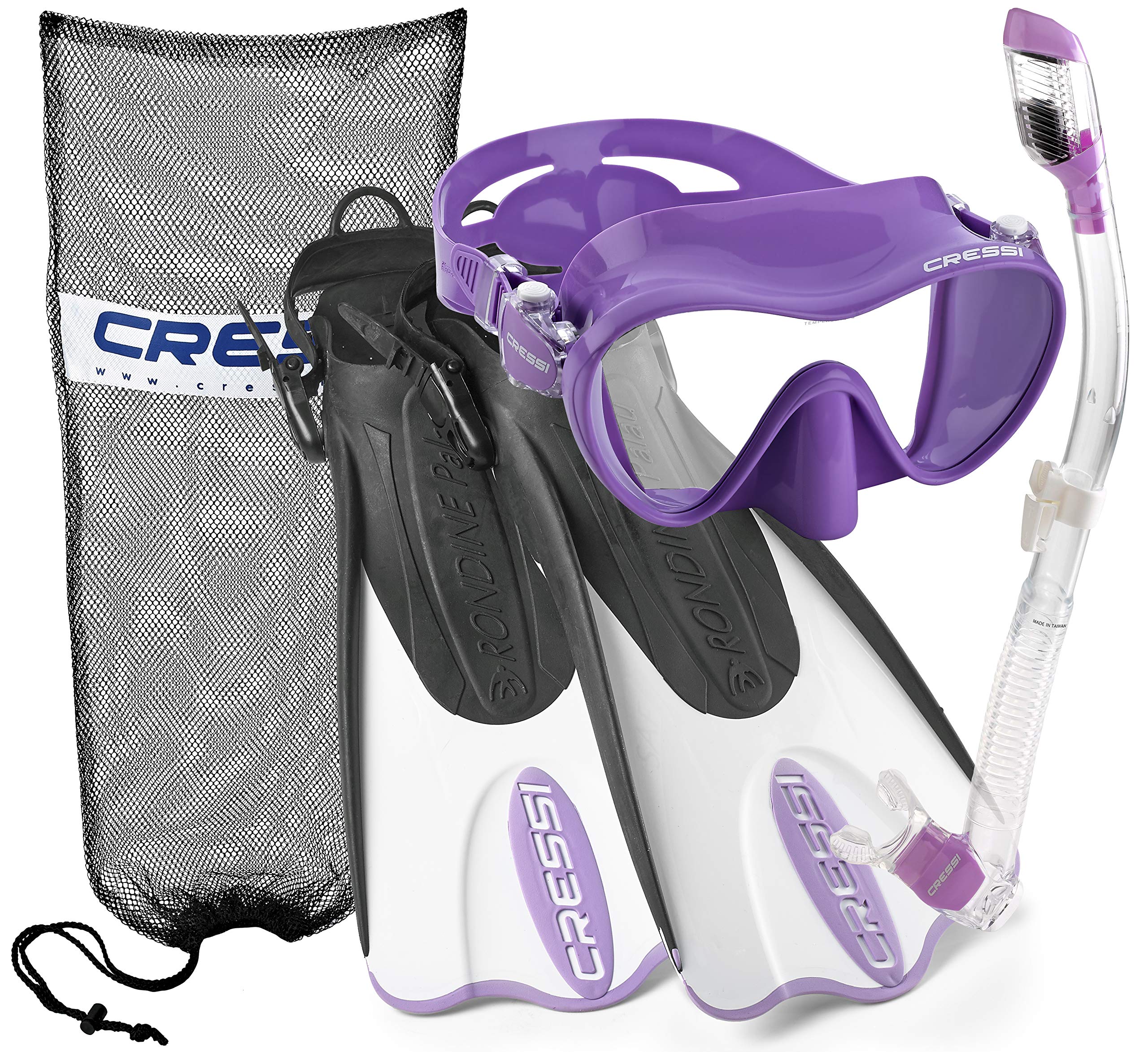 Cressi Italian Design Premium Tempered Glass Lens Frameless Scuba Snorkeling Dive Mask, Dry Snorkel,