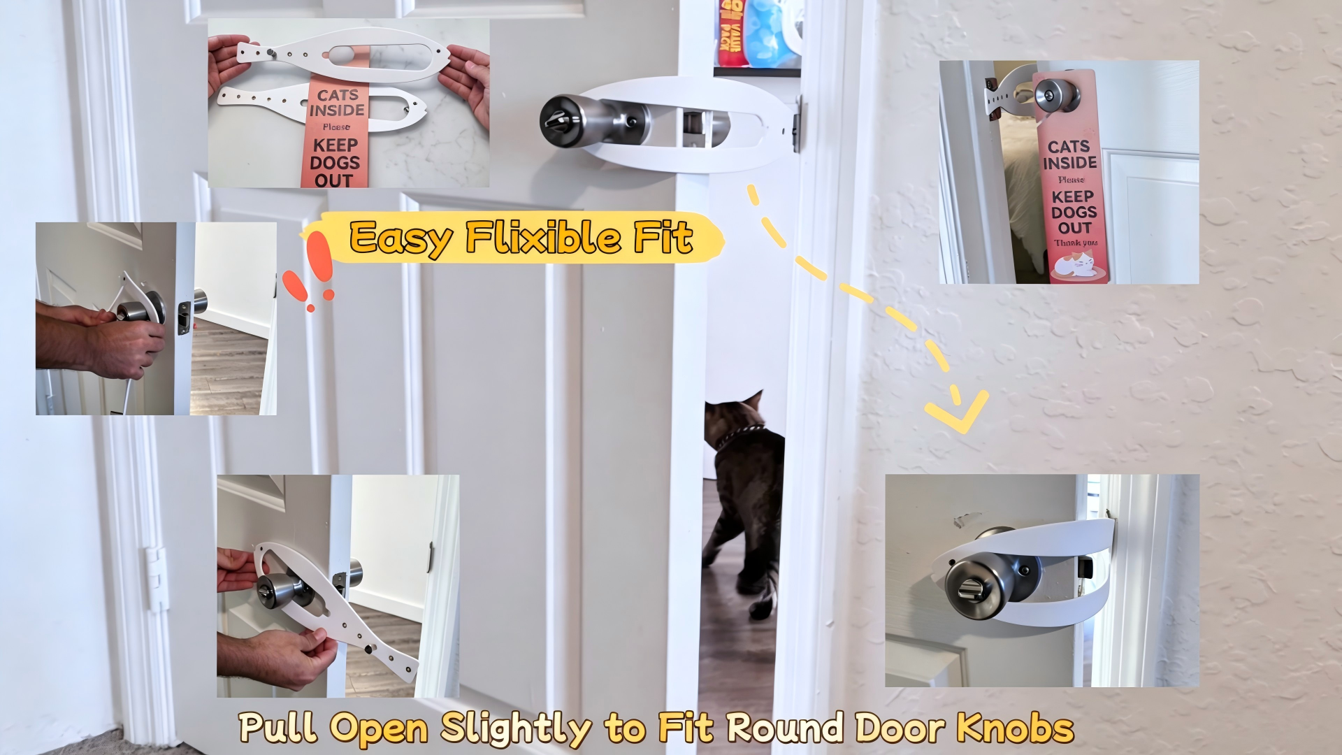 コムドットセット TGIOW Cat Door Latch, 1 Pcs Cat Door Stopper Pet Door Latch to