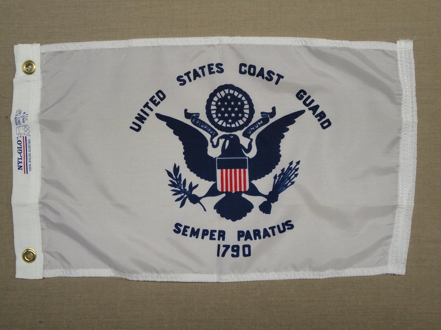 U.S. Coast Guard Indoor Outdoor Dyed Nylon Boat Wall Flag Grommets 12" X 18"