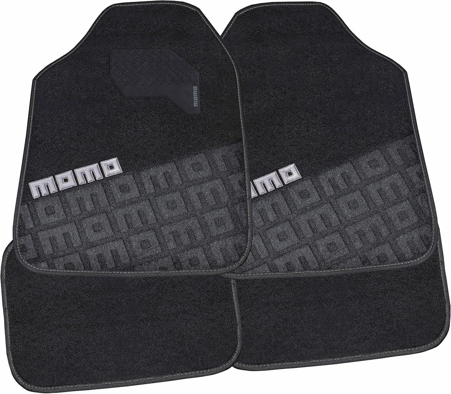 MOMO Carpet Car Mats, Black/Grey, Full 