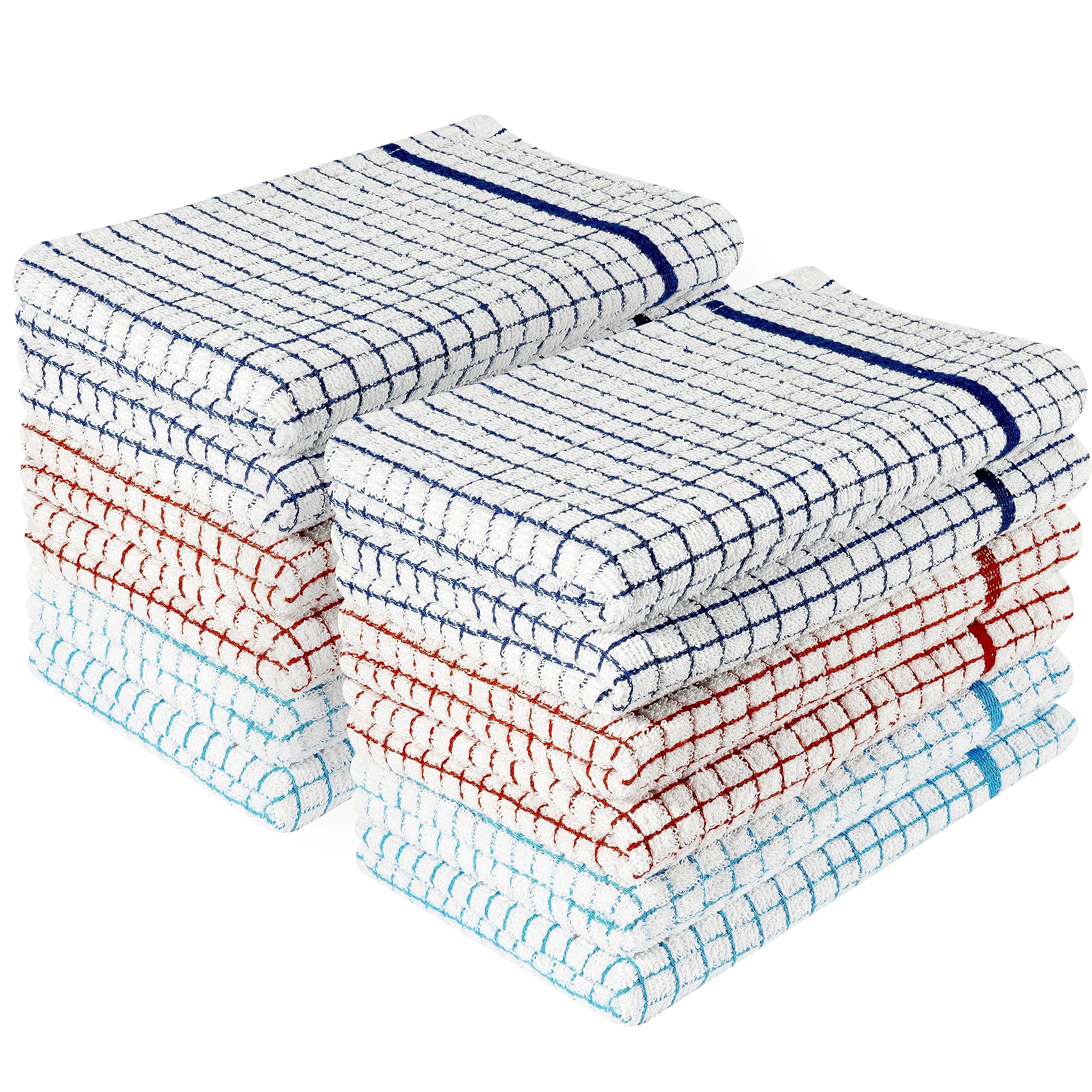 Infinitymarket Assorted Infinity Tea Towels Kitchen | Cotton Kitchen Tea Towel Sets | Super Absorbent Cloth, Quick Dry Cloths | Lint Free & Fade Resistant (12, Terry Towel)