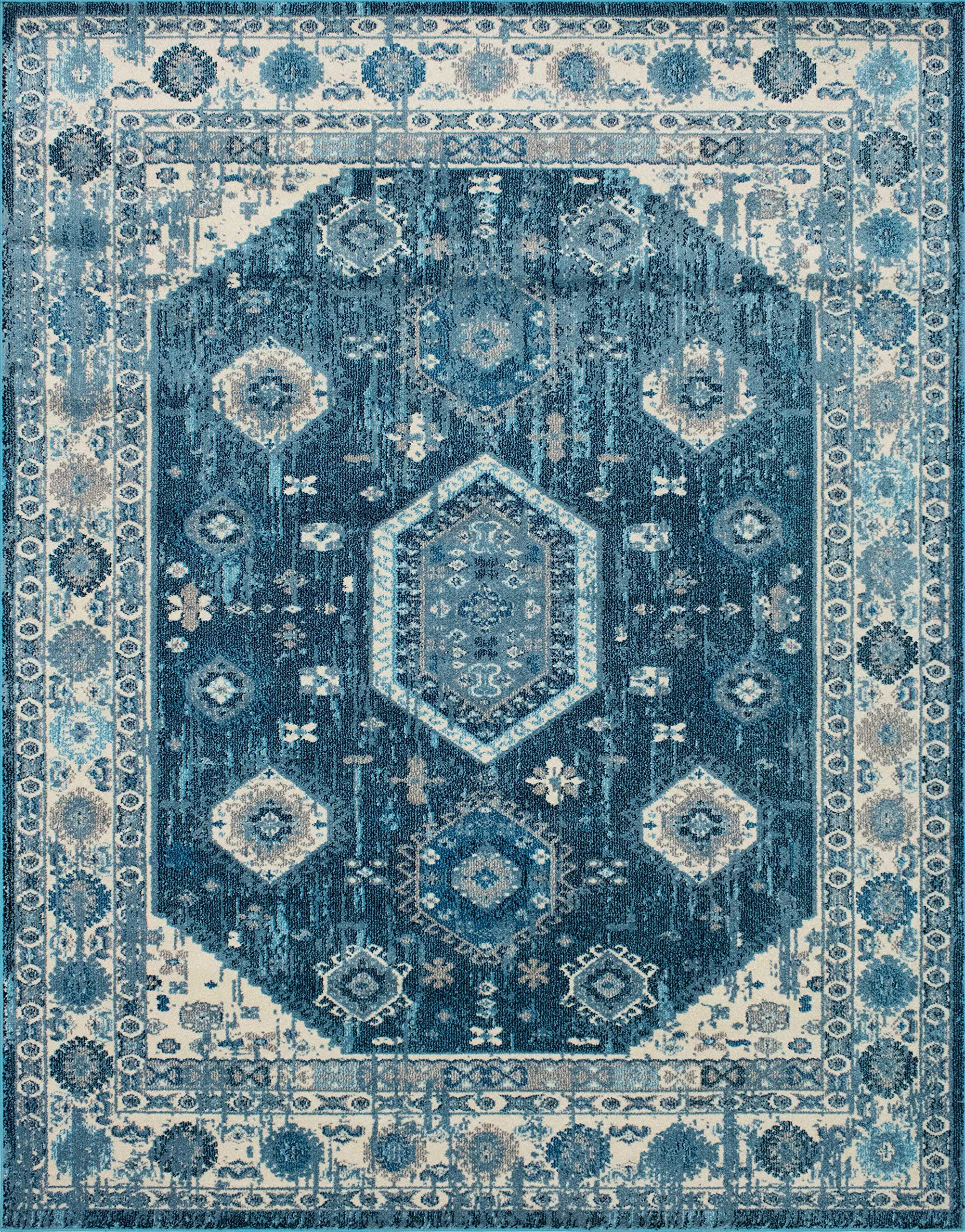 Noori Rug Distressed Sapphire Terese Area Rug, 4'3" x 6'0", Blue