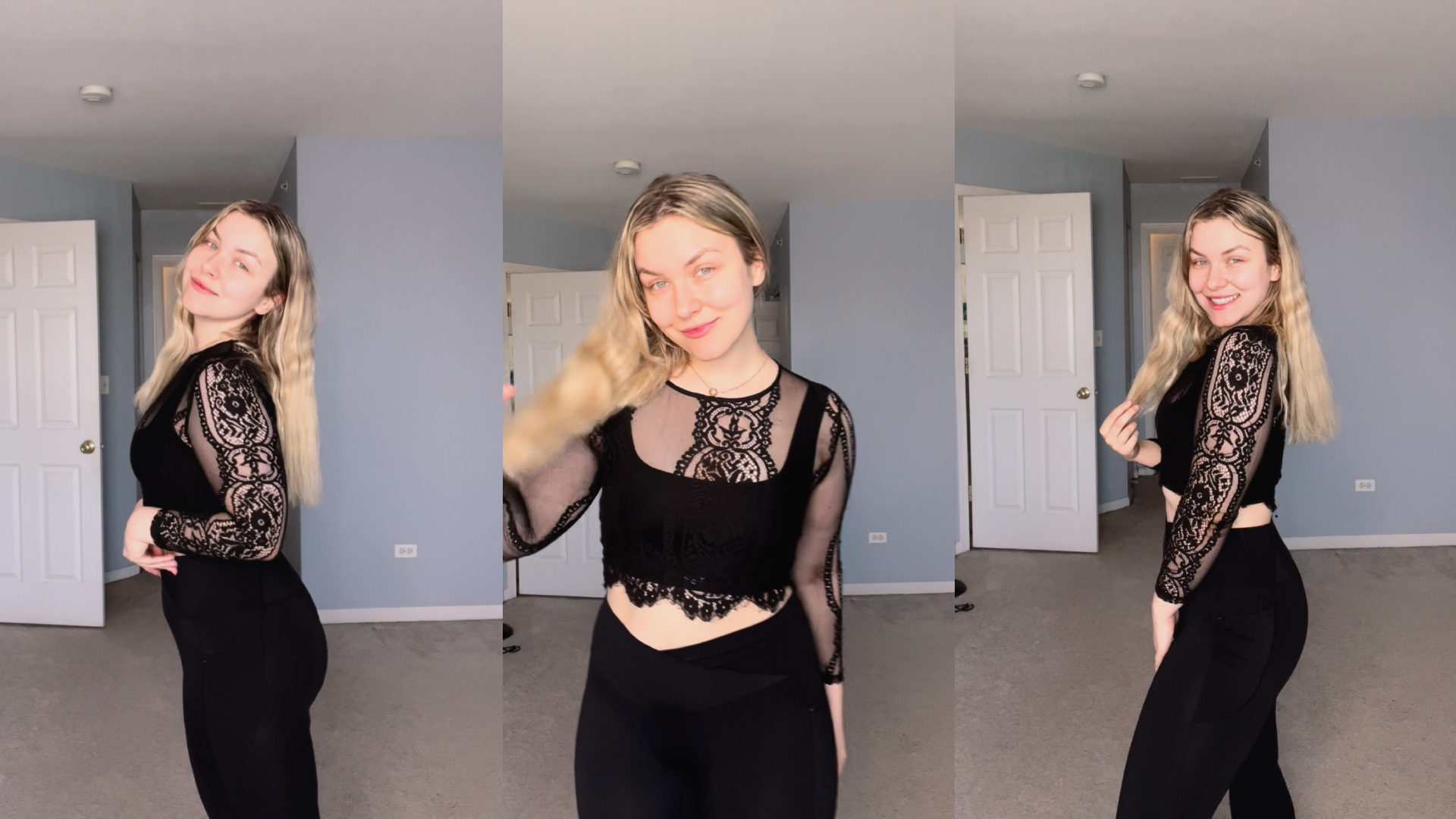 Amazon.com: SoTeer Blusa sexy de encaje de manga larga para mujer