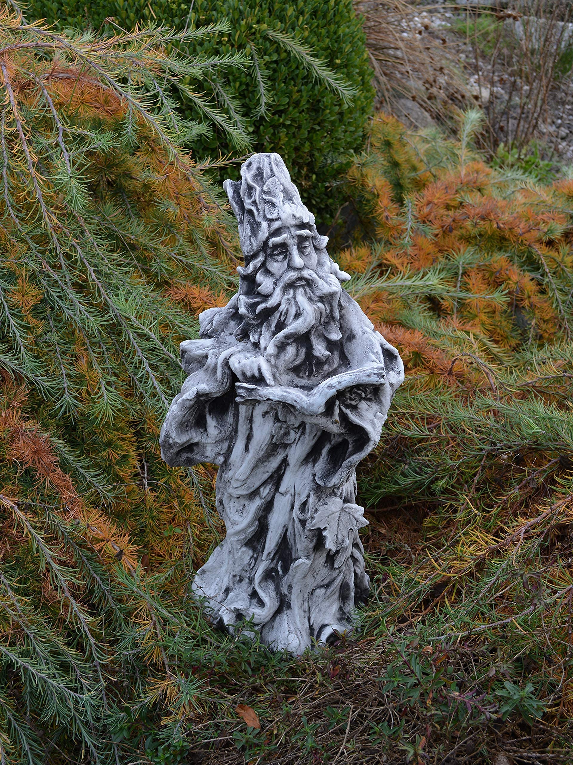 gartendekoparadies.de Figure de Pierre Massive GNOME de la forêt Esprit de la Nature Arbre Magicien en Pierre reconstituée, résistant au Gel