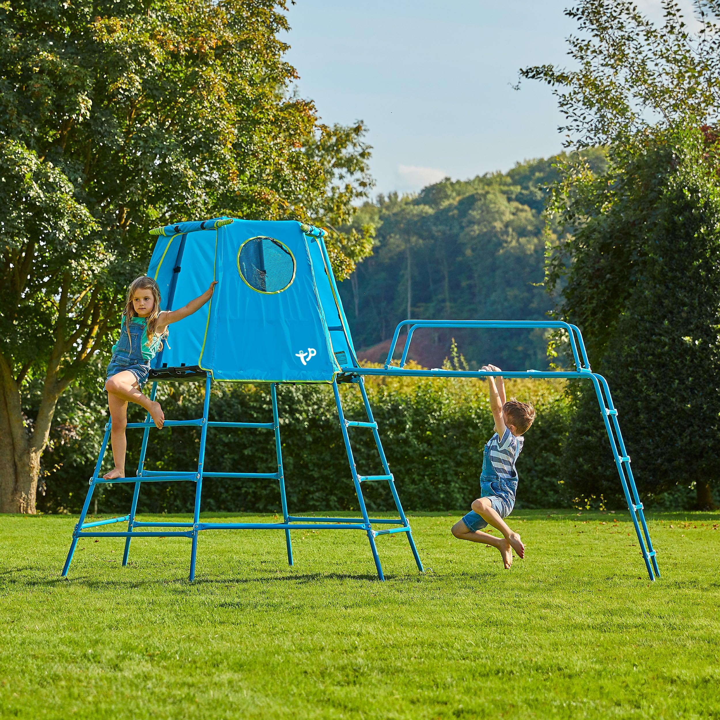 TP Toys Aire de Jeux Métal Explorer – Pont de Singe, Hublot, Kit d’Ancrage – Évolutive Dès 18 Mois – Pour Jardin – Structure Robuste et Galvanisée – 201 cm Hauteur