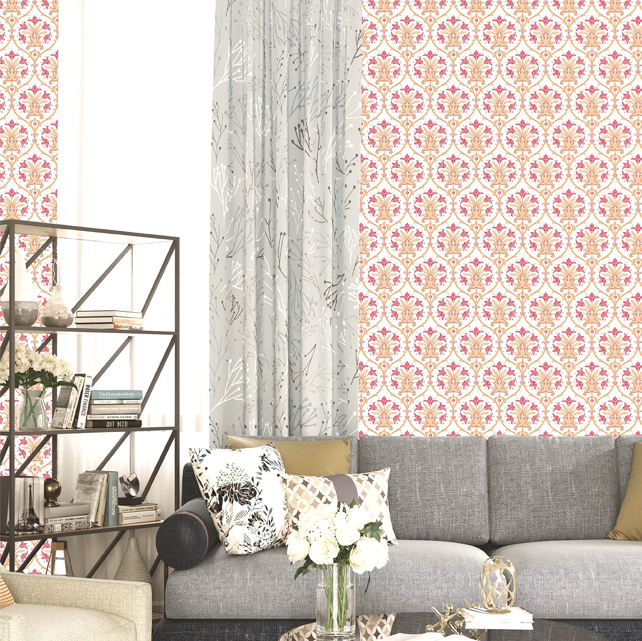 Asian Paints EzyCR8 Floral Victorian Florals-Orange| Self Adhesive Wallpaper (45x300cm)| DIY Wall Decor|Water-Resistant| Living Room|Puja Room| Multi Surface Application, Kids Room, Play Room (B09VDLWQF9) Amazon Price History, Amazon Price Tracker