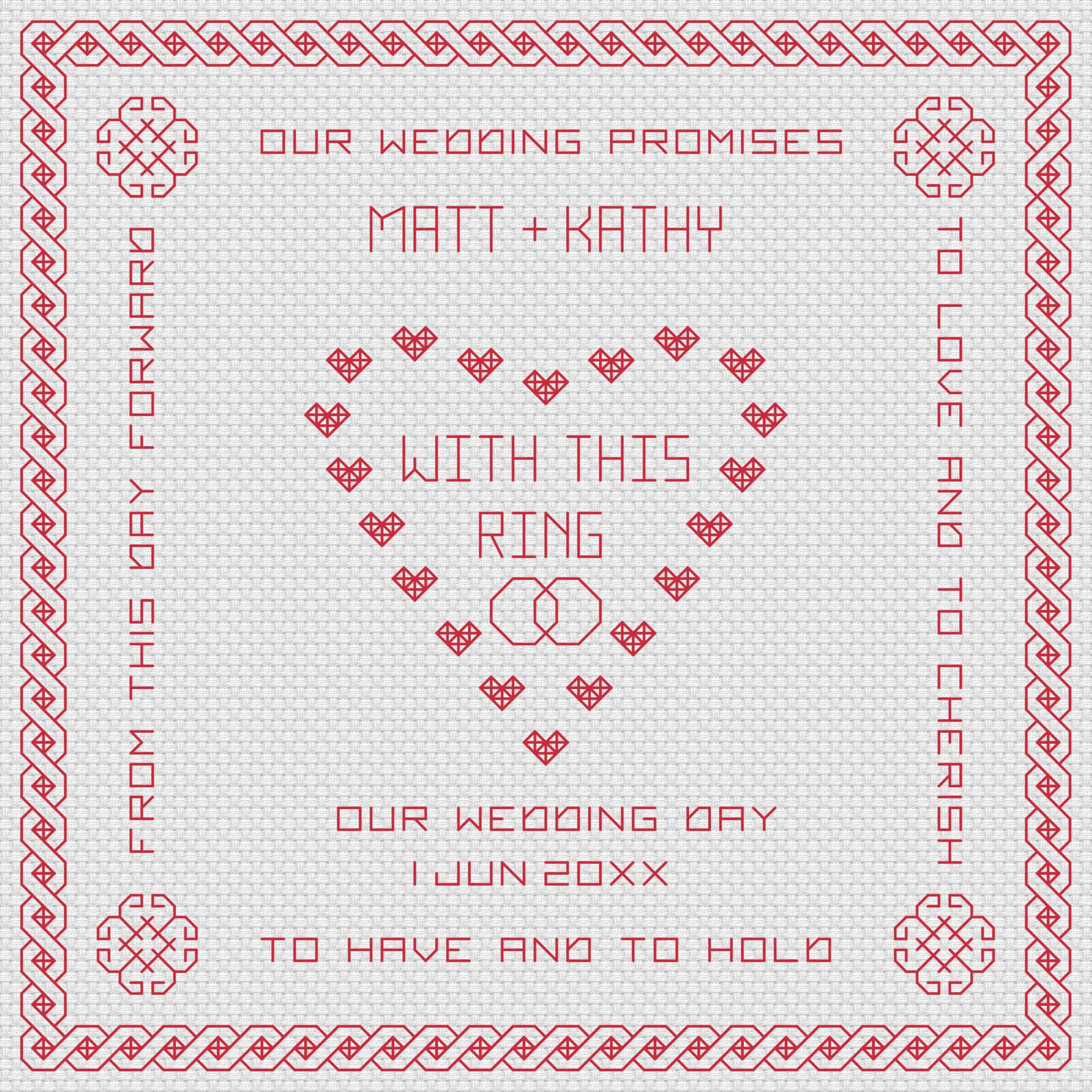 Blackwork Wedding Square Sampler Embroidery Kit