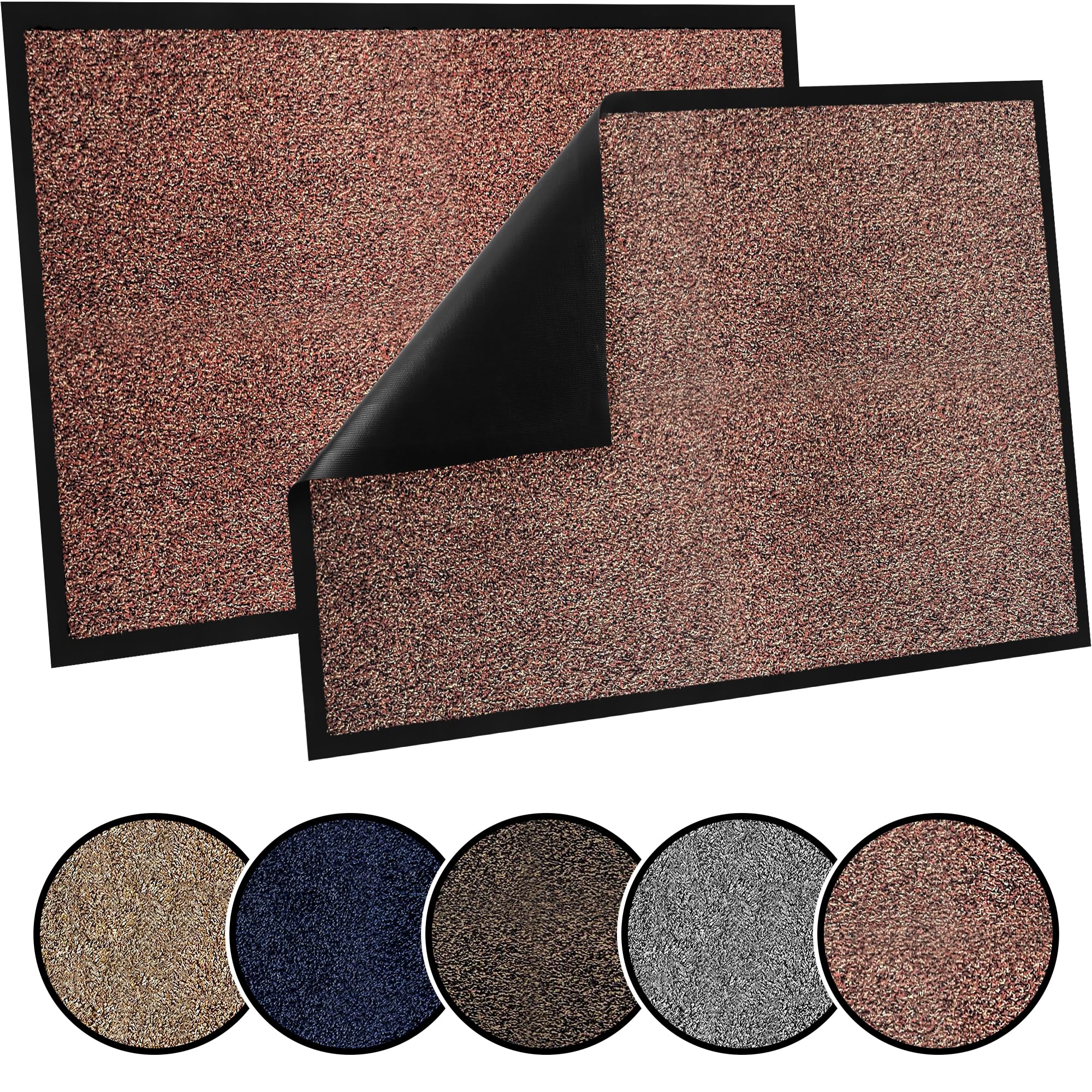 TrendMakers Door Mat Indoor & Outdoor Non-Slip Rubber Backed door mats indoor Super Absorbent Washable Dirt Trapper doormats - Durable & wrinkle-free Barrier Rug (RUST Cotton Fibers- 40 x 60) — image 1