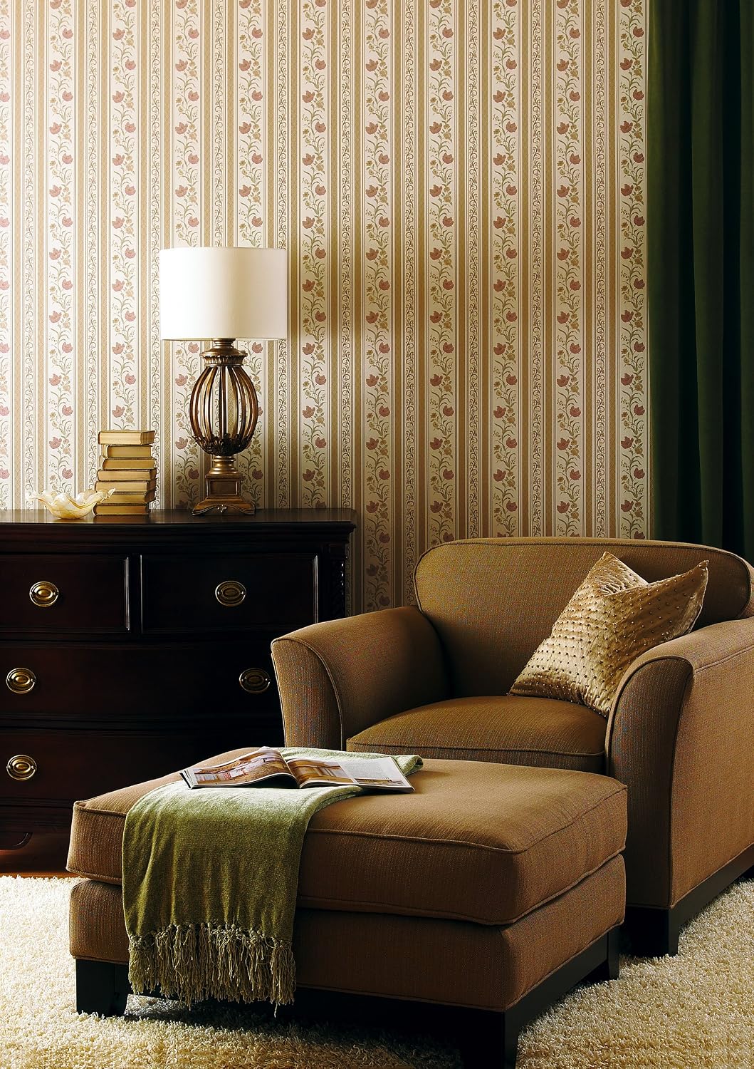 Brewster Home Fashions 980-69941 Mirage Silks Tulip Stripe Wallpaper, 20.5-Inch by 396-Inch, Off-White