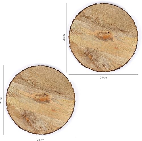 Miniatura 4 de Wood Charger - Platos de 9 pulgadas, platos de aperitivo y platos llanos de corteza de madera, plato de almuerzo, colección de corteza, plato de