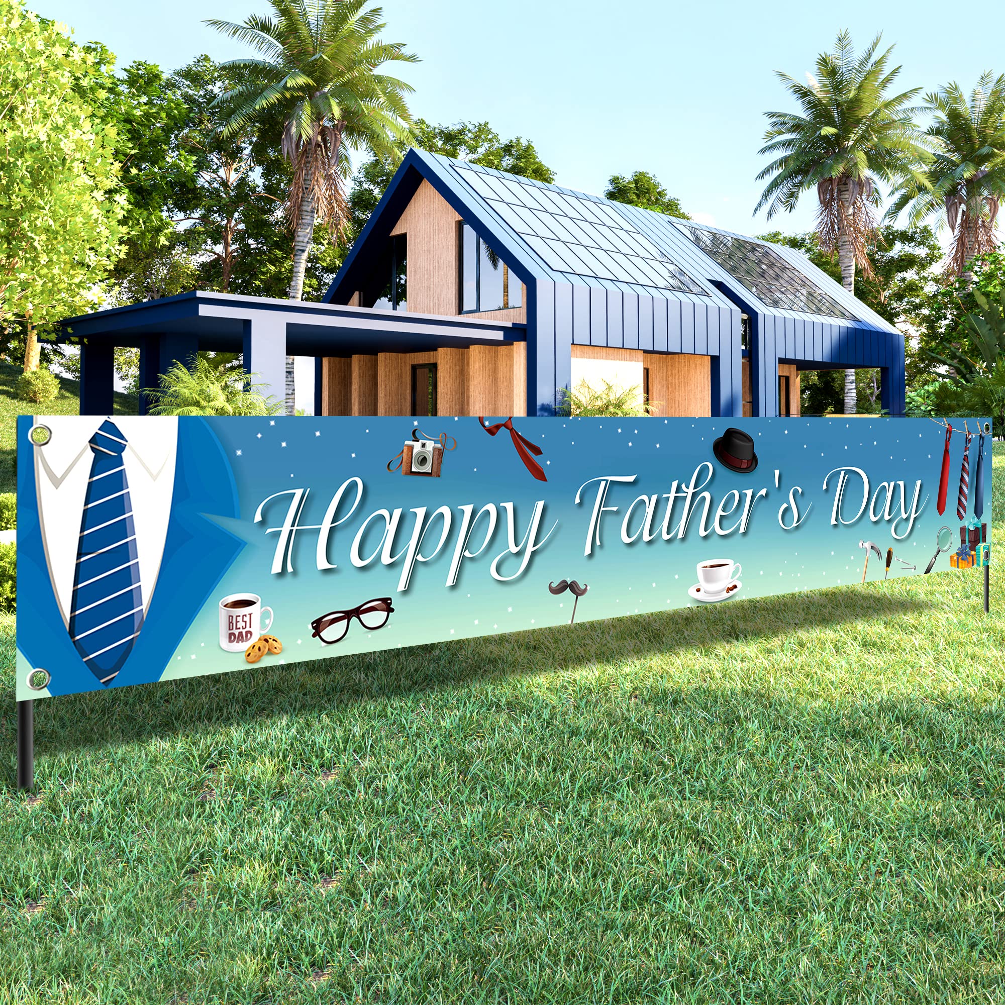 KatchOn, Happy Fathers Day Banner - XtraLarge, 120x20 Inch | Fathers Day Yard Sign Banner for Happy Fathers Day Decorations for Party | fathers Day