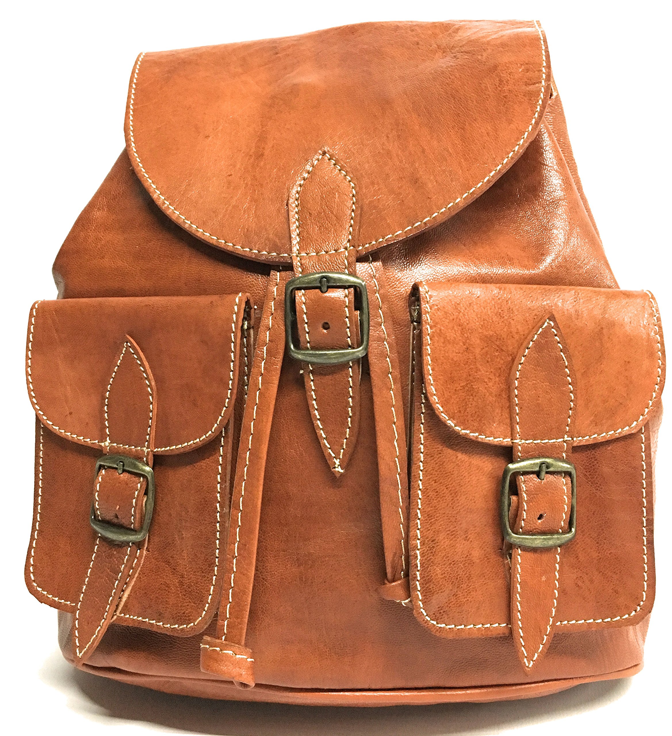 Mochila de Piel | Bolso Bandolera de Hombro con Varios Compartimentos | Casual y Vintage | De Piel Genuina 100% | Resistente, Suave y Duradera