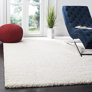 SAFAVIEH Milan Shag Collection Area Rug - 6' x 9', Ivory, Solid Design, ...