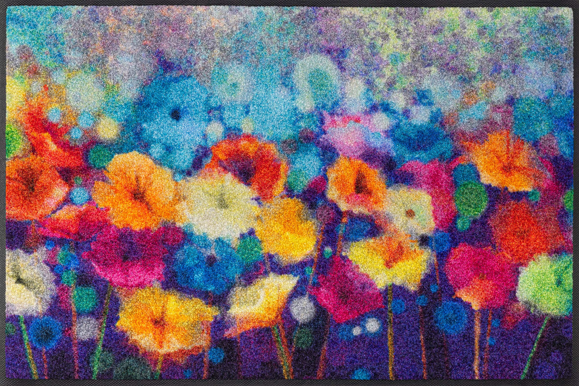 wash+dry Fußmatte, Flowerlover 50x75 cm, innen und außen, waschbar, Blau