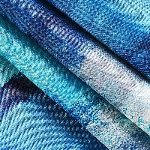 Miniatura 4 de Winotic Juego de 4 manteles individuales color azul turquesa, pintura artística abstracta moderna, lavables, manteles de lino para decoración de