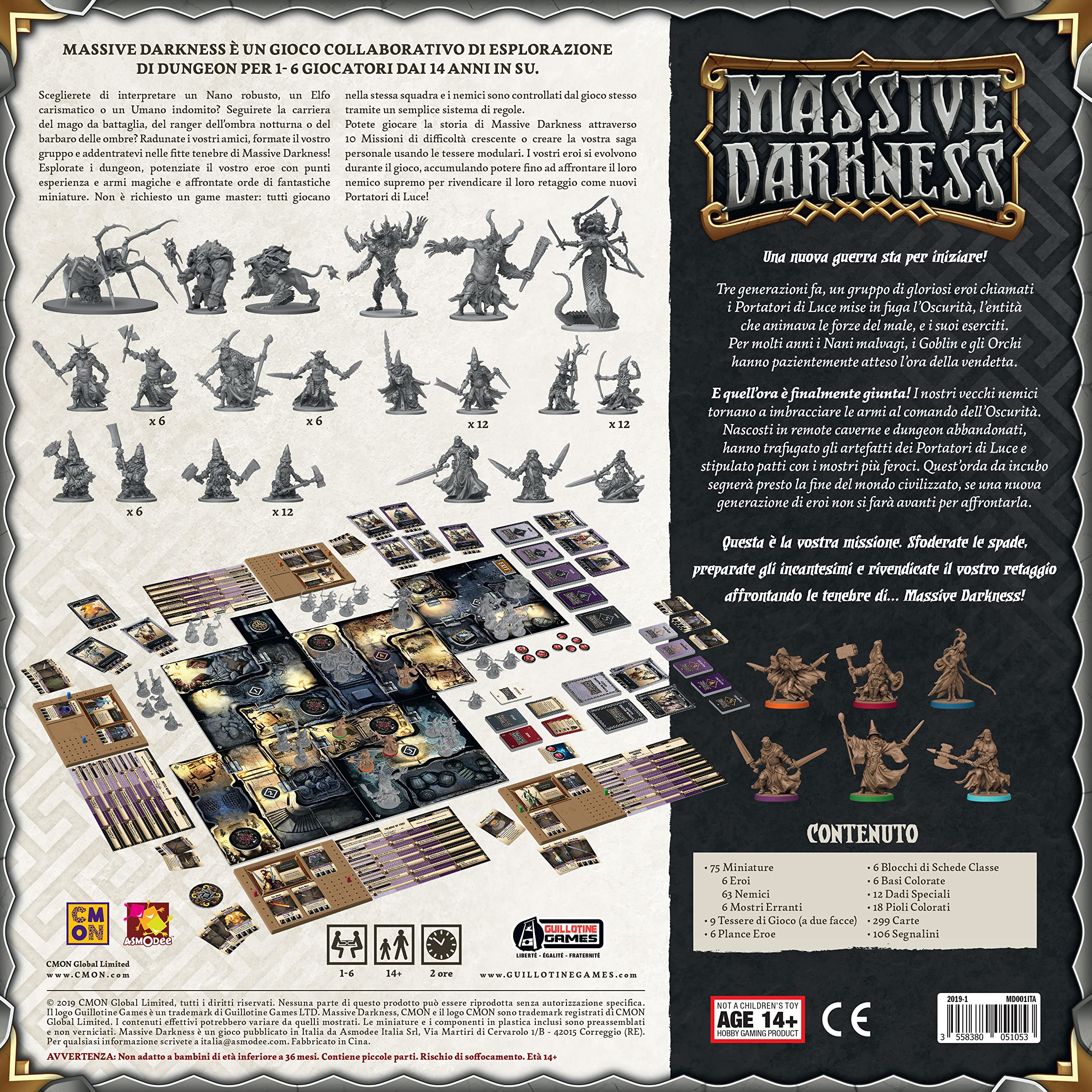 Asmodee - Gioco da Tavolo Massive Darkness, Multicolore, 10100, Versione in Italiano, Per 1-6 Giocatori, Età Raccomandata 14 Anni in Su, Durata Media 120 Minuti