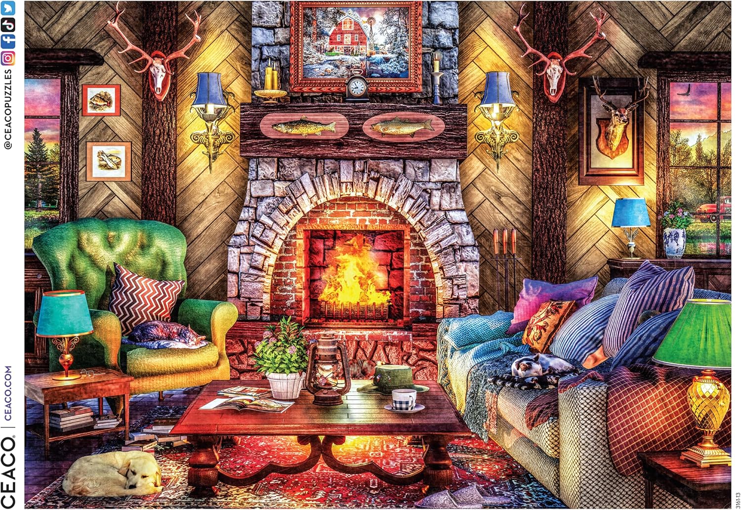 Ceaco - Dominic Davison - Cozy Country Lodge - 1000 Piece Jigsaw Puzzle for Adults - Challenging Puzzle Perfect for Game Nights - Finished Size is 26.5 x 19