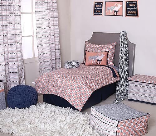 Miniatura 5 de bacati – Tribal/Azteca Felpa bordado 30 x 40 inches Manta de bebé Love You To The Moon & Back Coral/Azul marino)