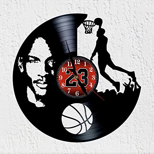 Large Clock The Best Basketball Player All Time Vinyl Record Wall Decoration, Black/White, 12"