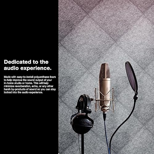 Miniatura 7 de Panel de absorción acústica, 12” x 12” x 0.4”, panel de aislamiento acústico, paneles cuadrados aislantes.