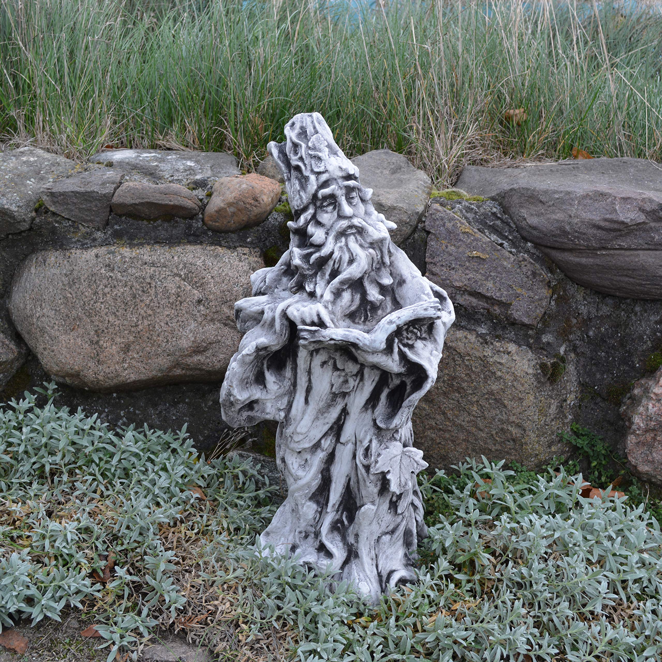 gartendekoparadies.de Figure de Pierre Massive GNOME de la forêt Esprit de la Nature Arbre Magicien en Pierre reconstituée, résistant au Gel