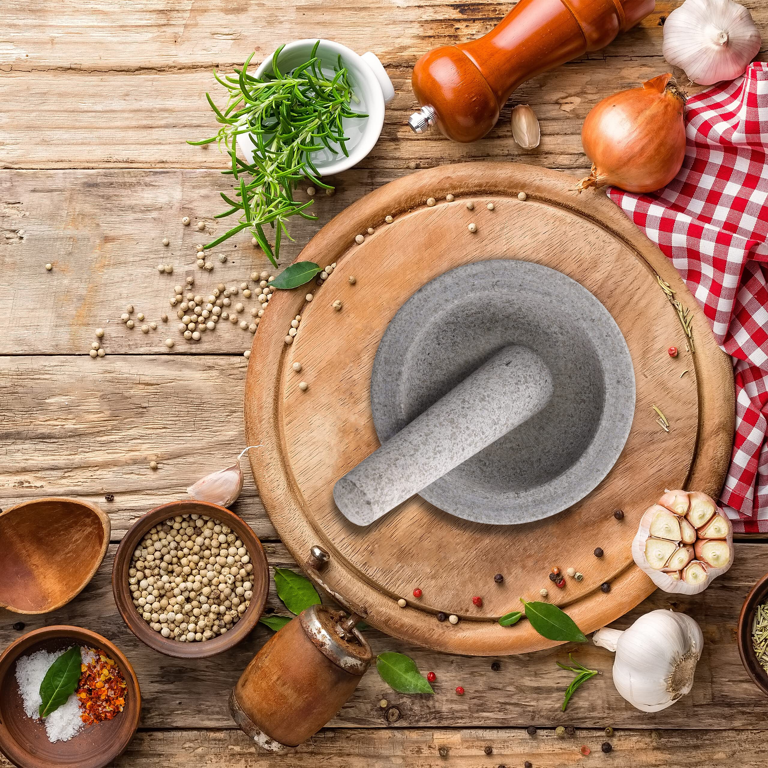 Mortaio E Pestello In Granito Relaxdays - 750ml, Grigio Scuro, Per Spezie, Erbe Aromatiche E Noci - Foto 4