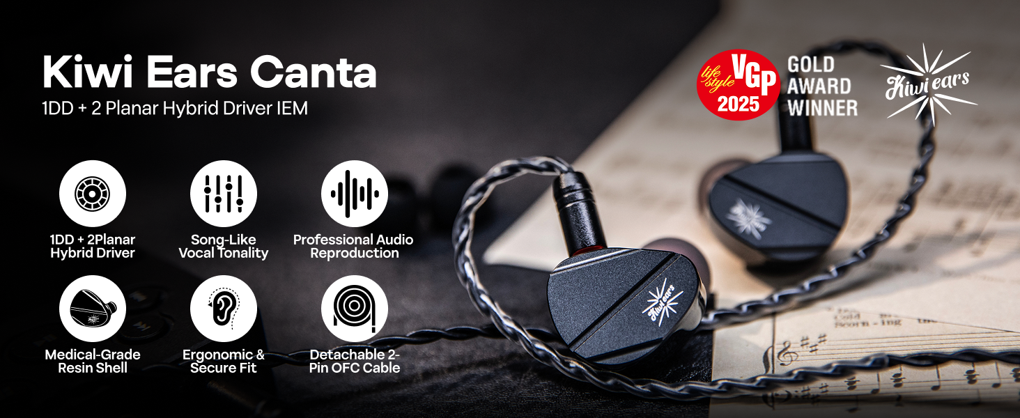 Linsoul Kiwi Ears Canta 1DD+2Planar Hybrid IEM in Ear Monitor