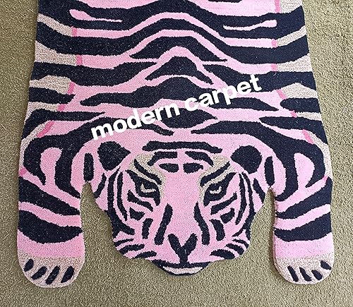 Miniatura 5 de Modern Carpet - Alfombra de tigre tibetano de 3 x 5 pies 100  lana hecha a mano copetuda para habitación de niños dormitorio