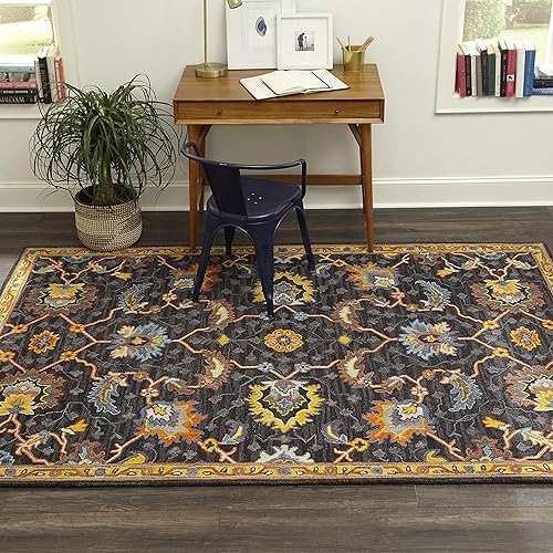 Miniatura 6 de Momeni Alfombra Ibiza de lana, 6 x 9 pies, color carbón