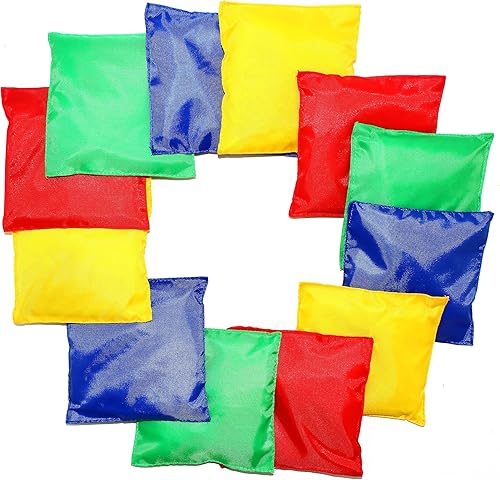 Tytroy Juego de 12 bolsas de nailon resistentes de 5 pulgadas y 48 onzas cada una para lanzar bolsas de frijoles de carnaval, cornhole en persona,