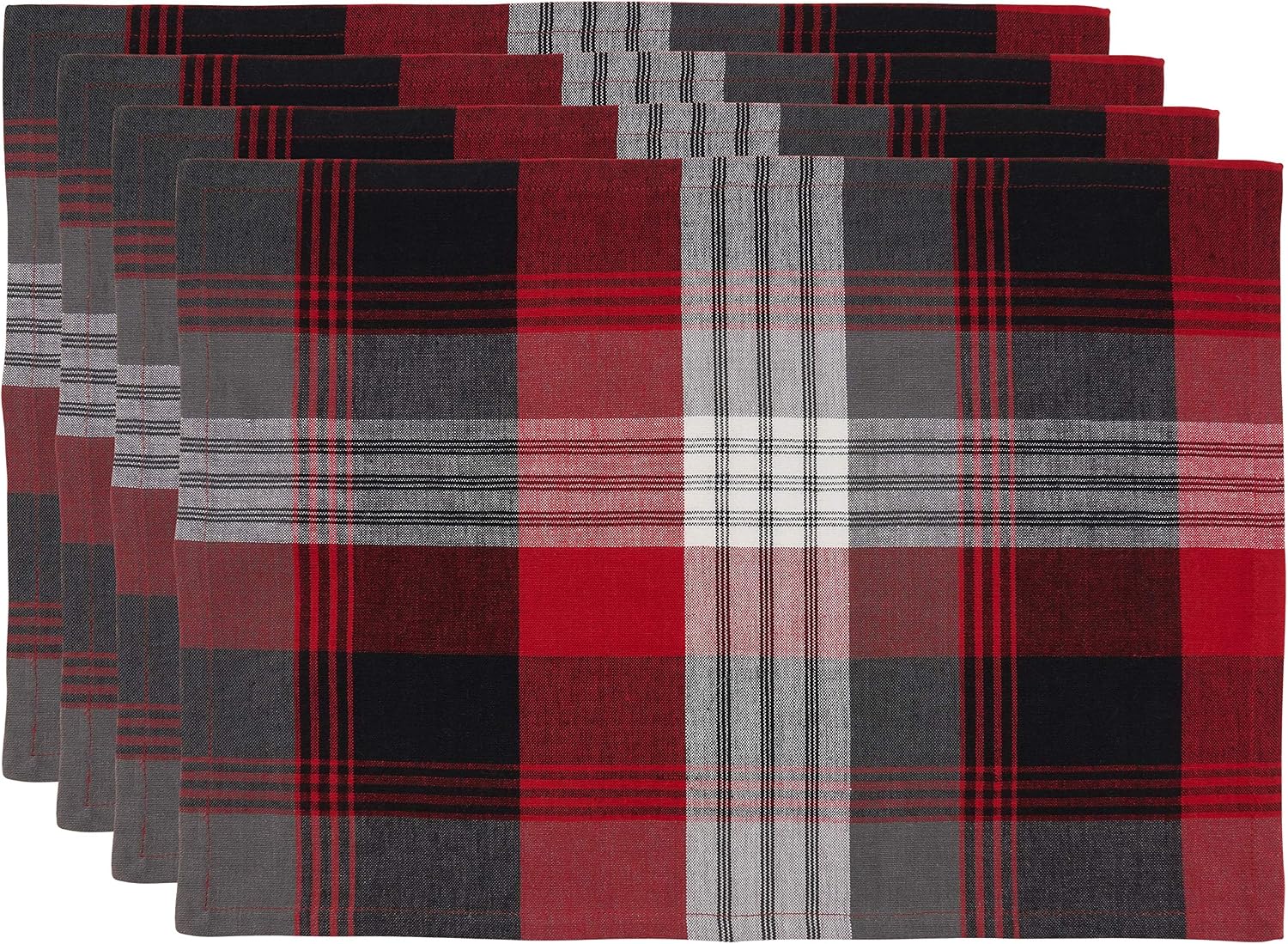 Cotton Plaid Design Placemats (Set of 4)