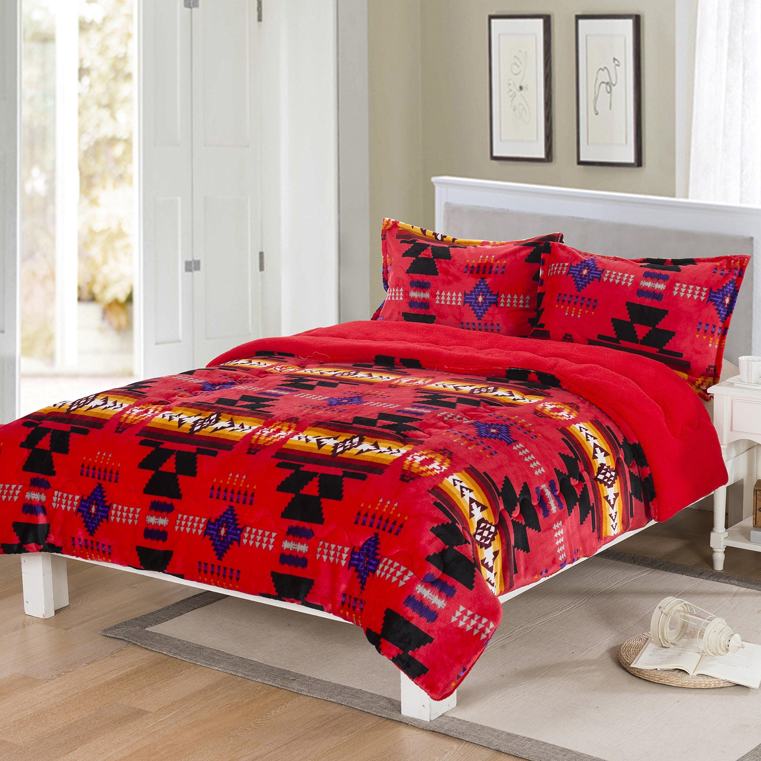 Southwest Design (Navajo Print) King Size 3pcs Set 16112 Red