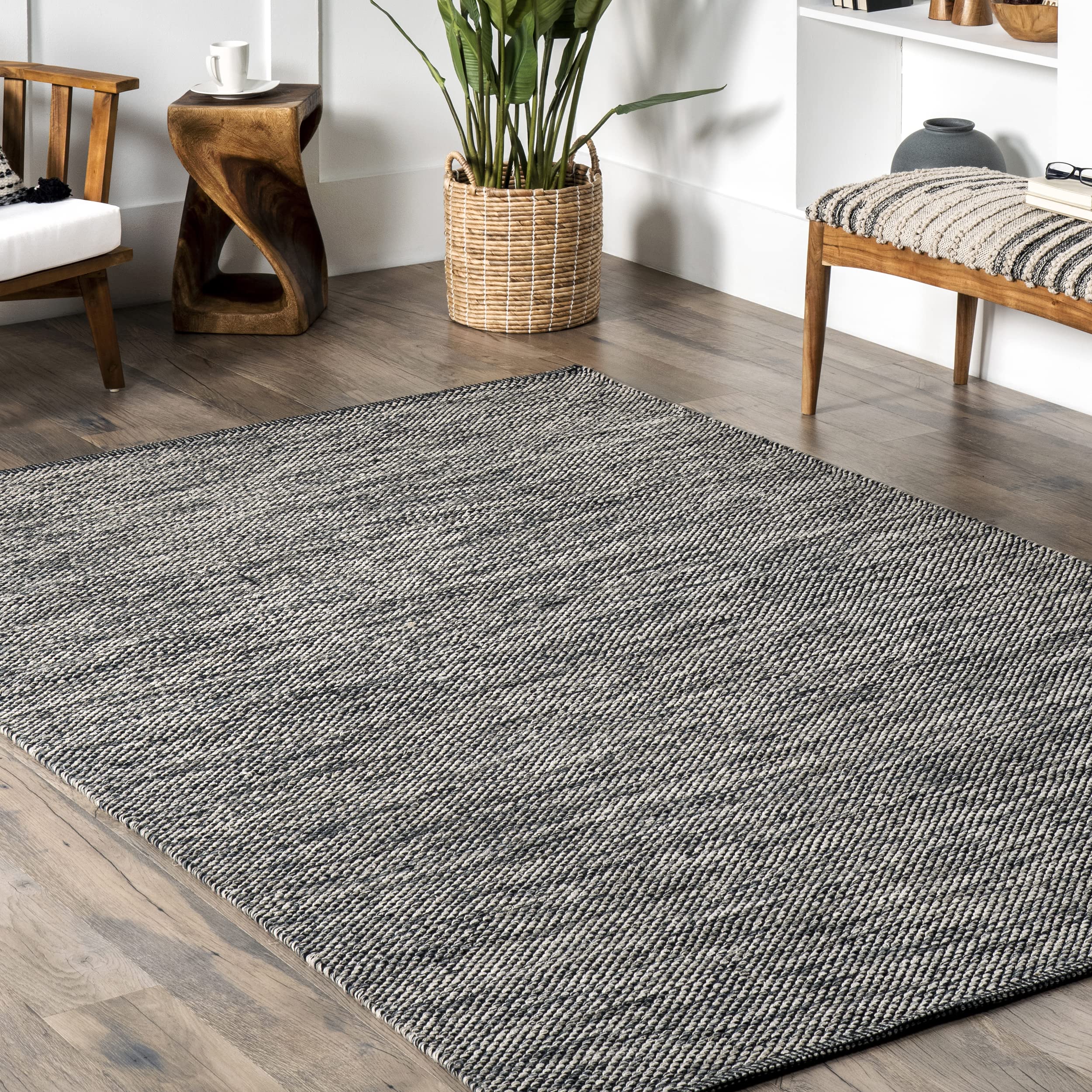 nuLOOM Alessi Solid Farmhouse Cotton Area Rug, 6x9, Grey