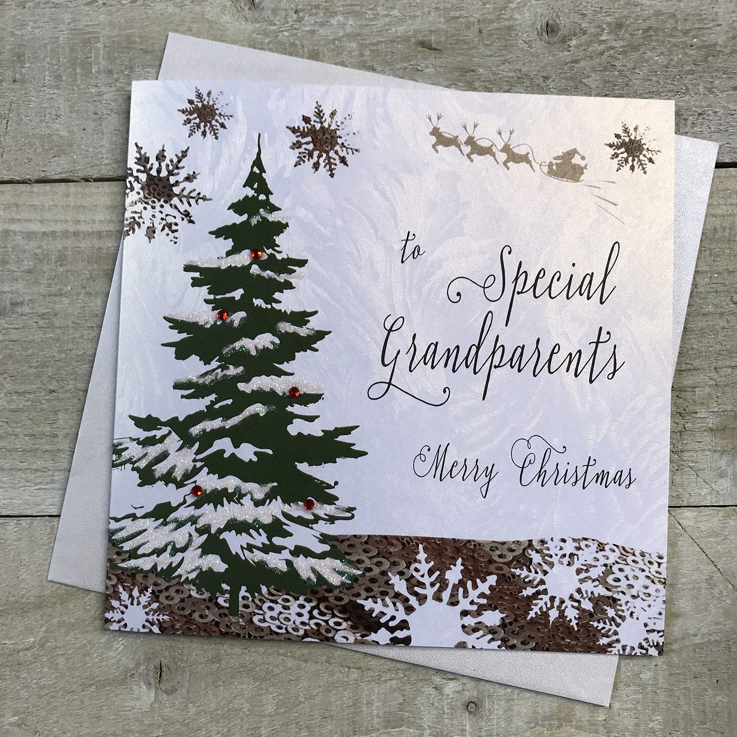 WHITE COTTON CARDS F5-GP "Special Grandparents"" Handmade Christmas Card"