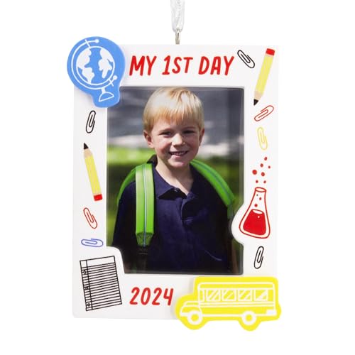 Hallmark 1HGO3481 My First Day School 2024 Photo Frame Christmas Ornament, Back To School Ornament cover