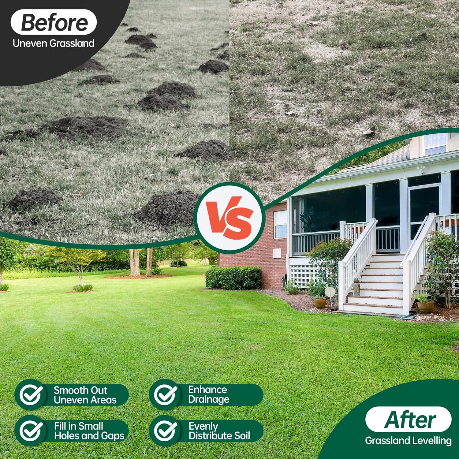 UUMENHA Lawn Leveling Rake, 30"x 10" Heavy-Duty Leveling Rake with a Durable 6.5FT Steel Handle, Ideal Rakes for Lawns, Yards, Gardens, Golf Courses, Farms, and Pastures