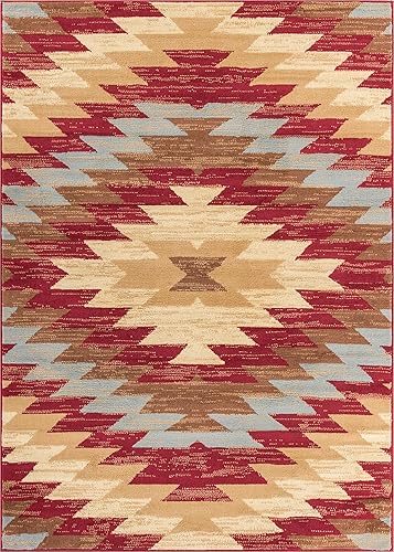 Well Woven Miami Alamo Southwestern Blue Southwest - Alfombra de 5 x 7 pies