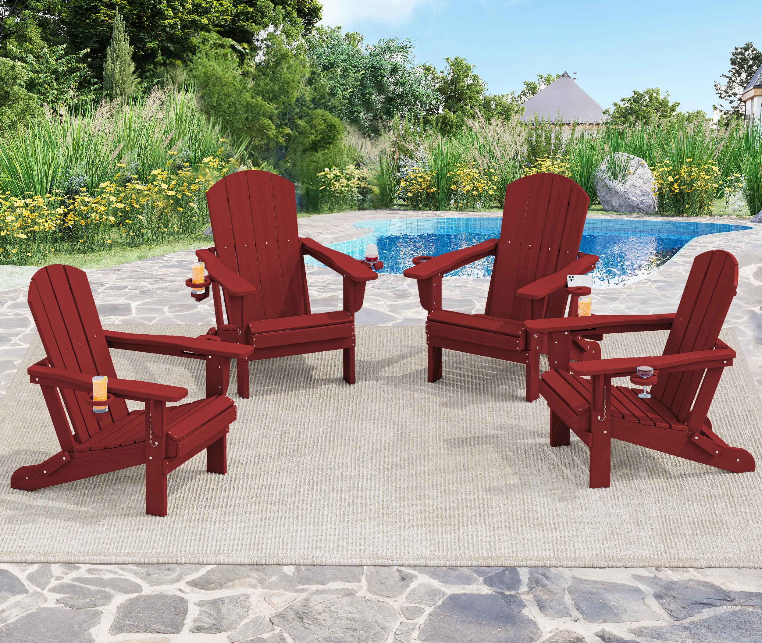 Serwall Adirondack Chair With Cup Holders Composite Adirondack