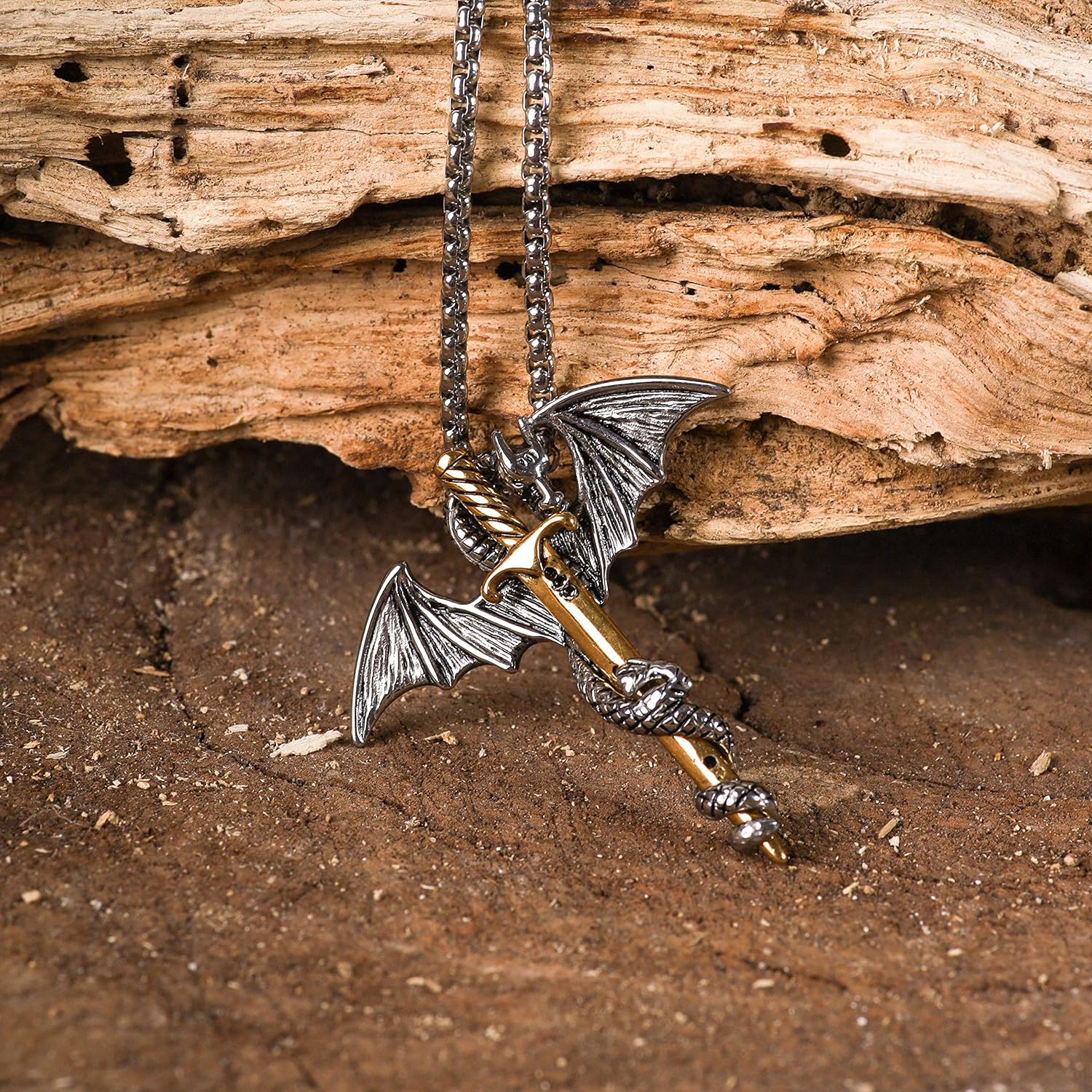 HAQUIL Dragon Sword Pendant Necklace, Stainless Steel, Unisex, Gothic, Men, Punk Enthusiasts, Retro Style Lovers - Image 3